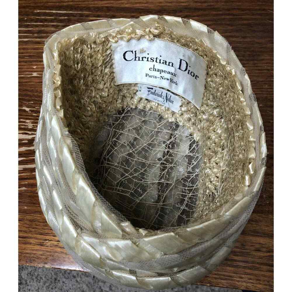 CHRISTIAN DIOR 1960s? Chapeaux Woven Textured Net Bubble Hat Vintage - Picture 7 of 10